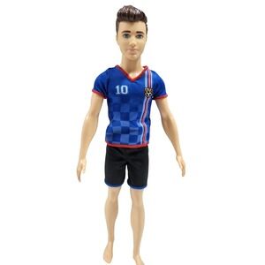 Ken Doll Soccer Player Outfit Blue Jersey Shorts Number 10 Fashion Doll
